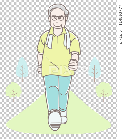 Illustration of a senior man walking (short sleeves) 114993777