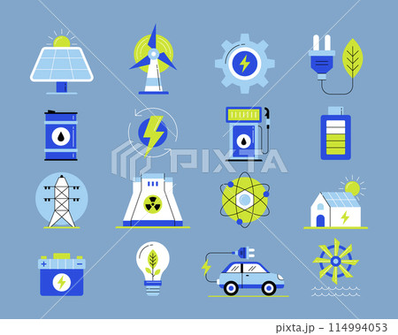 Energy symbols in flat design 114994053