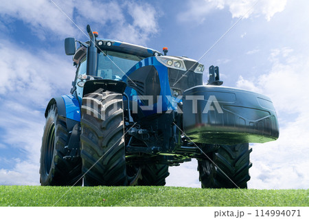 Bottom view of agricultural tractor Bottom view of agricultural tractor 114994071
