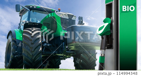 Biofuel filling station and agricultural tractor. 114994348