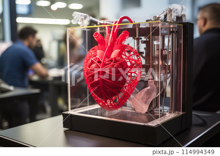 Artificial human heart model. Advanced technology behind life-saving innovations 114994349