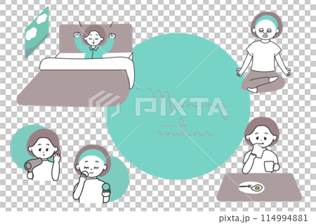 Morning routine for women living alone Morning routine for women living alone 114994881