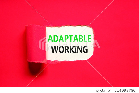 Adaptable working symbol. Concept words Adaptable working on beautiful white paper. Beautiful red paper background. Business Adaptable working concept. Copy space. Adaptable working symbol. Concept words Adaptable working on beautiful white paper. Beautiful red paper background. Business Adaptable working concept. Copy space. 114995786