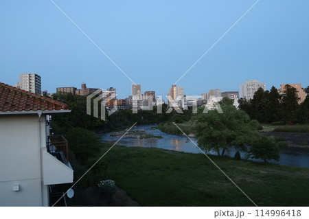 夜の澱み橋から見た風景、広瀬川周辺、仙台市 夜の澱み橋から見た風景、広瀬川周辺、仙台市 114996418