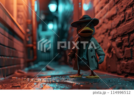 Duck in detective costume in fantasy concept. with Generative AI 114996512