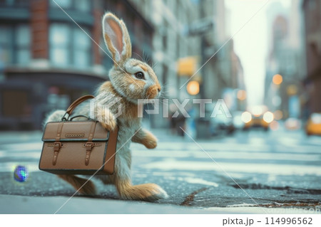 Rabbit in business clothes in a fantasy concept with Generative AI 114996562