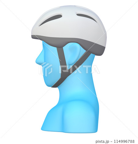 自転車用品のイラスト素材　ヘルメット（1_1_1）ホワイト　着用イメージ 114996788