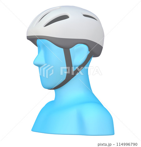 自転車用品のイラスト素材　ヘルメット（1_1_2）ホワイト　着用イメージ 114996790