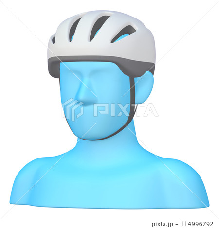自転車用品のイラスト素材　ヘルメット（1_1_4）ホワイト　着用イメージ 114996792