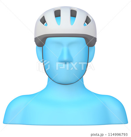 自転車用品のイラスト素材　ヘルメット（1_1_5）ホワイト　着用イメージ 114996793