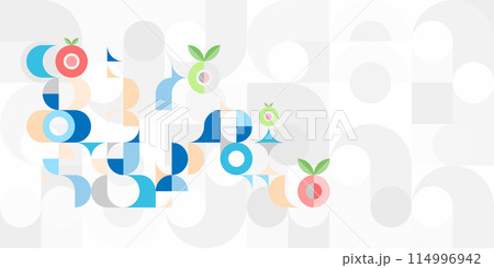 幾何学 抽象 サークル パターン レトロ 野菜 果物 背景 114996942