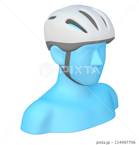 自転車用品のイラスト素材　ヘルメット（1_2_7）ホワイト　着用イメージ 114997706