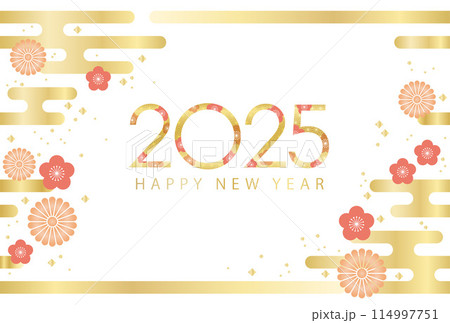 2025年(令和7年)シームレスな和柄背景の年賀状テンプレート 2025年(令和7年)シームレスな和柄背景の年賀状テンプレート 114997751