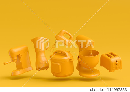 Electric kitchen appliances and utensils for making culinary on monochrome Electric kitchen appliances and utensils for making culinary on monochrome 114997888