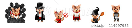 Dracula, devil and witch as cute pet dog. Halloween and Dead day 114997983