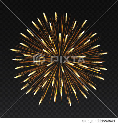 Golden firework coconut shape realistic vector illustration 114998084