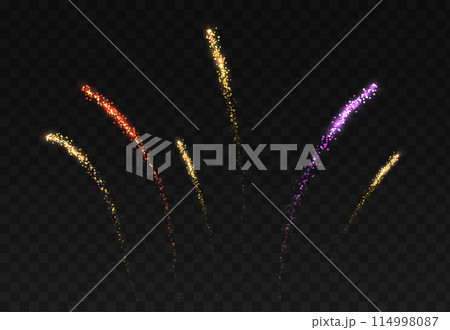 Glittering comets firework realistic vector illustration Glittering comets firework realistic vector illustration 114998087