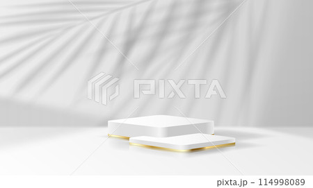Square podium in shadow realistic vector illustration 114998089