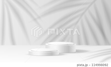 Mockup stage with palm shadow realistic vector illustration Mockup stage with palm shadow realistic vector illustration 114998092
