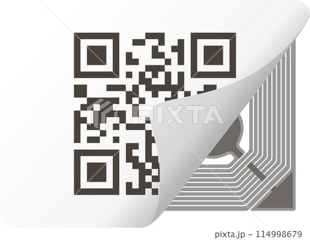Radio identification tag covered with a layer of film with a QR code Radio identification tag covered with a layer of film with a QR code 114998679