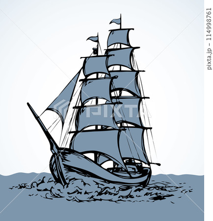 Sailing vessel. Vector drawing Sailing vessel. Vector drawing 114998761
