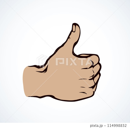 Thumb up. The sign is excellent. Vector drawing Thumb up. The sign is excellent. Vector drawing 114998832
