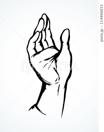 Hand pulls up. Vector drawing. 114998833