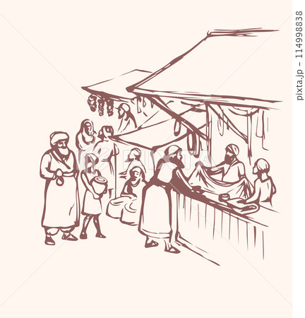 Old eastern market. Vector drawing 114998838