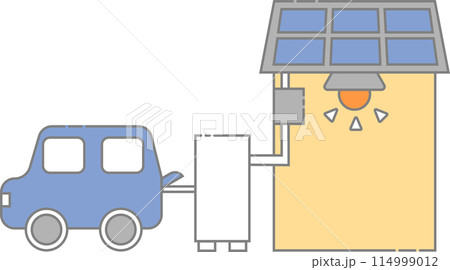 車から電気を共有している家のイメージアイコン素材 車から電気を共有している家のイメージアイコン素材 114999012