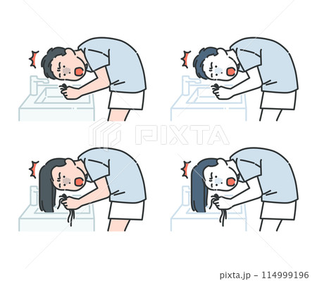 person who finds hair that has fallen out while washing his hair in the sink person who finds hair that has fallen out while washing his hair in the sink 114999196