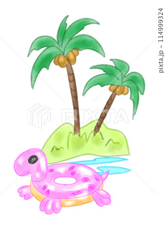 ヤシの木の島のイラストのイラスト素材 [114999324] - PIXTA