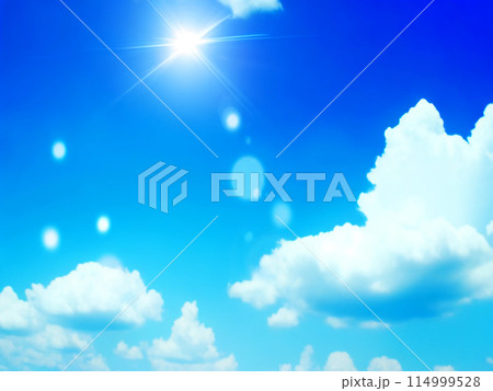 空　夏空　夏休み　常夏　青天　太陽　雲　背景 114999528