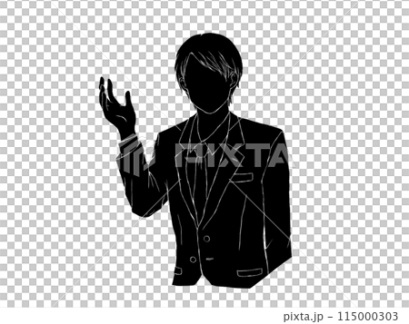 一個穿著西裝指導的男人的單色插圖 115000303