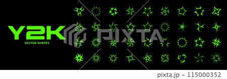 Y2K shapes set. Dark techno acid rave. Y2K shapes set. Dark techno acid rave. 115000352