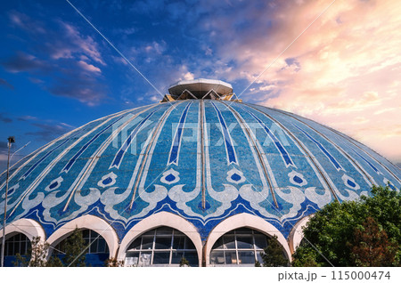 dome of traditional oriental Uzbek Chorsu bazaar in Tashkent in Uzbekistan outside in summer dome of traditional oriental Uzbek Chorsu bazaar in Tashkent in Uzbekistan outside in summer 115000474