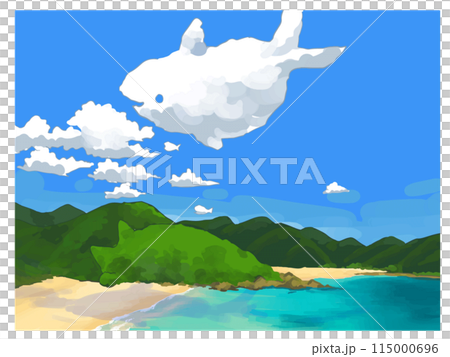 お魚雲と緑の猫 お魚雲と緑の猫 115000696