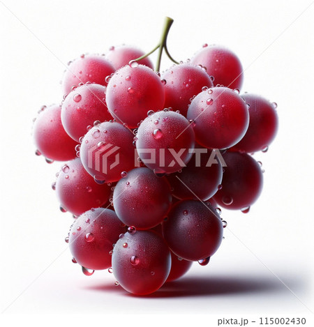 Bunch of red grapes with water drops isolated on white background 115002430