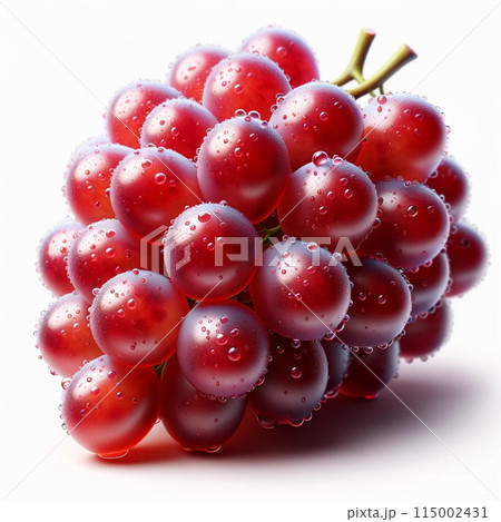 Bunch of red grapes with water drops isolated on white background Bunch of red grapes with water drops isolated on white background 115002431