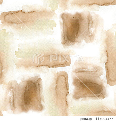 Abstract brushstrokes in sepia a seamless watercolor pattern on white background. Paint brush strokes monochrome color palette variety of shapes and textures for design textile, package, backdrop Abstract brushstrokes in sepia a seamless watercolor pattern on white background. Paint brush strokes monochrome color palette variety of shapes and textures for design textile, package, backdrop 115003377