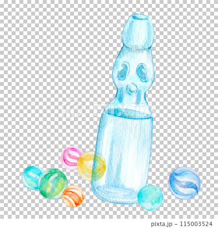 水彩イラスト　ラムネとビー玉 115003524