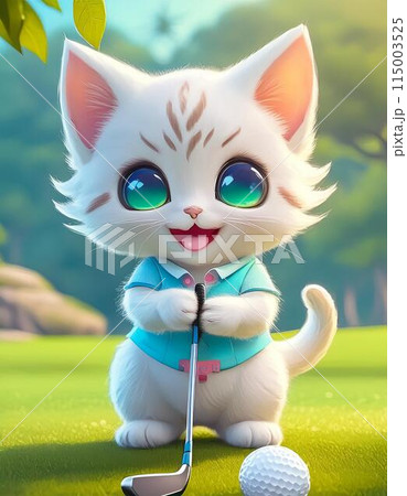ゴルフを楽しむ猫 ゴルフを楽しむ猫 115003525