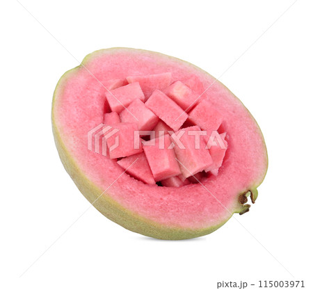 pink guava sweet sliced isolated on white background pink guava sweet sliced isolated on white background 115003971