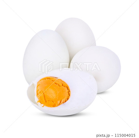 salted egg isolated on white background salted egg isolated on white background 115004015