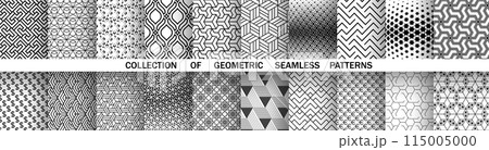 Geometric set of seamless black and white patterns. Simple vector graphics. Geometric set of seamless black and white patterns. Simple vector graphics. 115005000