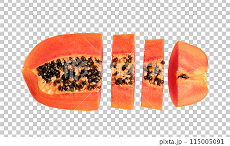 Ripe papaya slice isolated 115005091