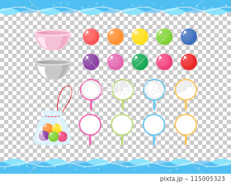 スーパーボールすくいのイラスト素材セット 115005323
