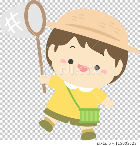 男孩用防蟲網和蟲籠去採集昆蟲,暑假兒童插畫素材02 男孩用防蟲網和蟲籠去採集昆蟲,暑假兒童插畫素材02 115005328