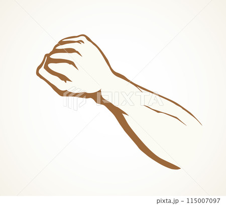 Hand with an elongated fist. Vector drawing 115007097