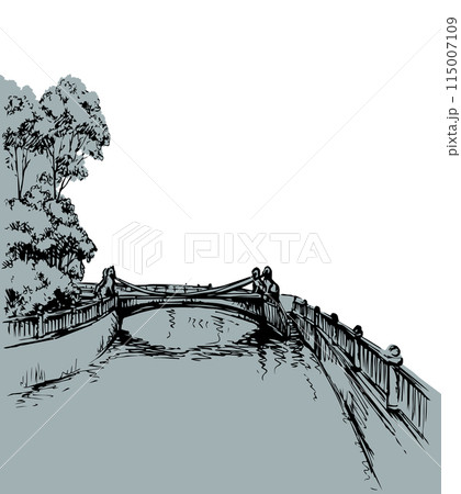 The bridge over the river in St. Petersburg. Vector drawing 115007109