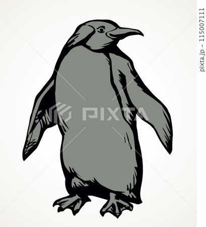 Penguin on the ice. Vector drawing 115007111